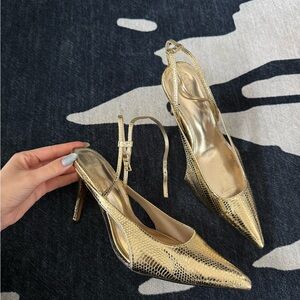 ASOS Gold Textured Slingback Heels